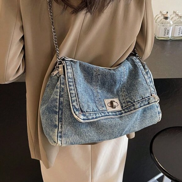 Blue Casual Women's Shoulder Minimalist Crossbody Large - Picture 3 of 10